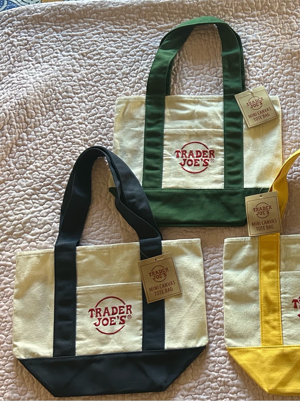 Trader Joe's set of 4 Canvas Mini Tote Bag